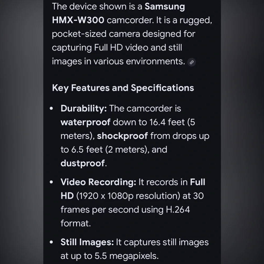 Samsung HMX-W300 Full HD pocket waterproof camcorder